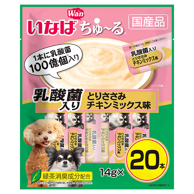 いなばペットフード ちゅ~る 乳酸菌入り とりささみ チキンミックス味 (14g×20本) 犬用おやつ ドッグフード