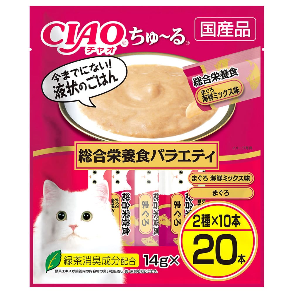 いなばペットフード CIAO チャオ ちゅ~る 総合栄養食バラエティ (14g×20本) キャットフード ウェット 成猫用総合栄養食 国産品