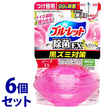 《セット販売》 小林製薬 液体ブルーレットおくだけ 除菌EX フレグランス ピーチEX つけかえ用 (67mL)×6個セット 付け替え用 水洗トイレ用 芳香洗浄剤 トイレ用合成洗剤