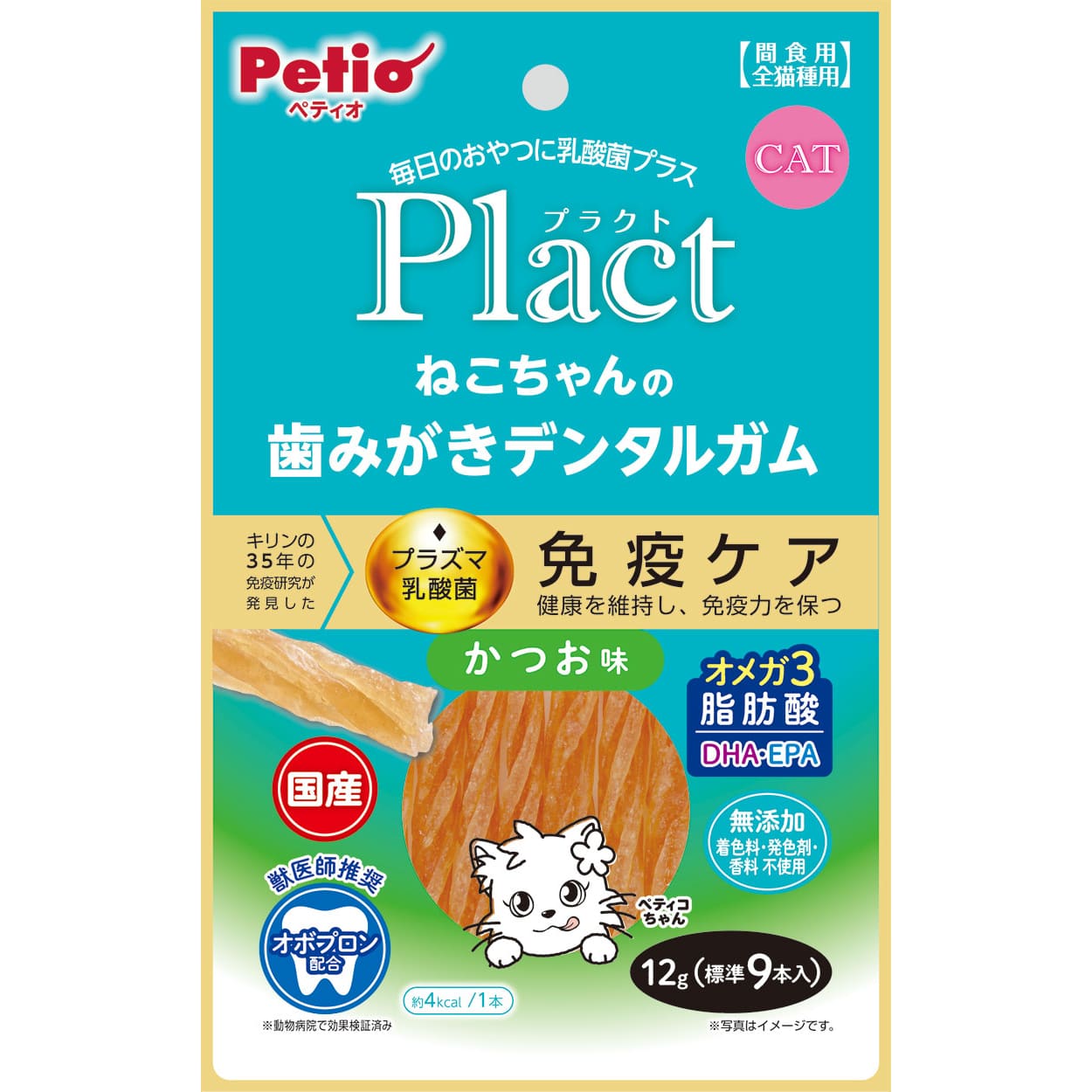 ペティオ Plact プラクト ねこちゃんの歯みがきデンタルガム かつお味 (12g) 猫用おやつ 間食用 キャットフード Petio