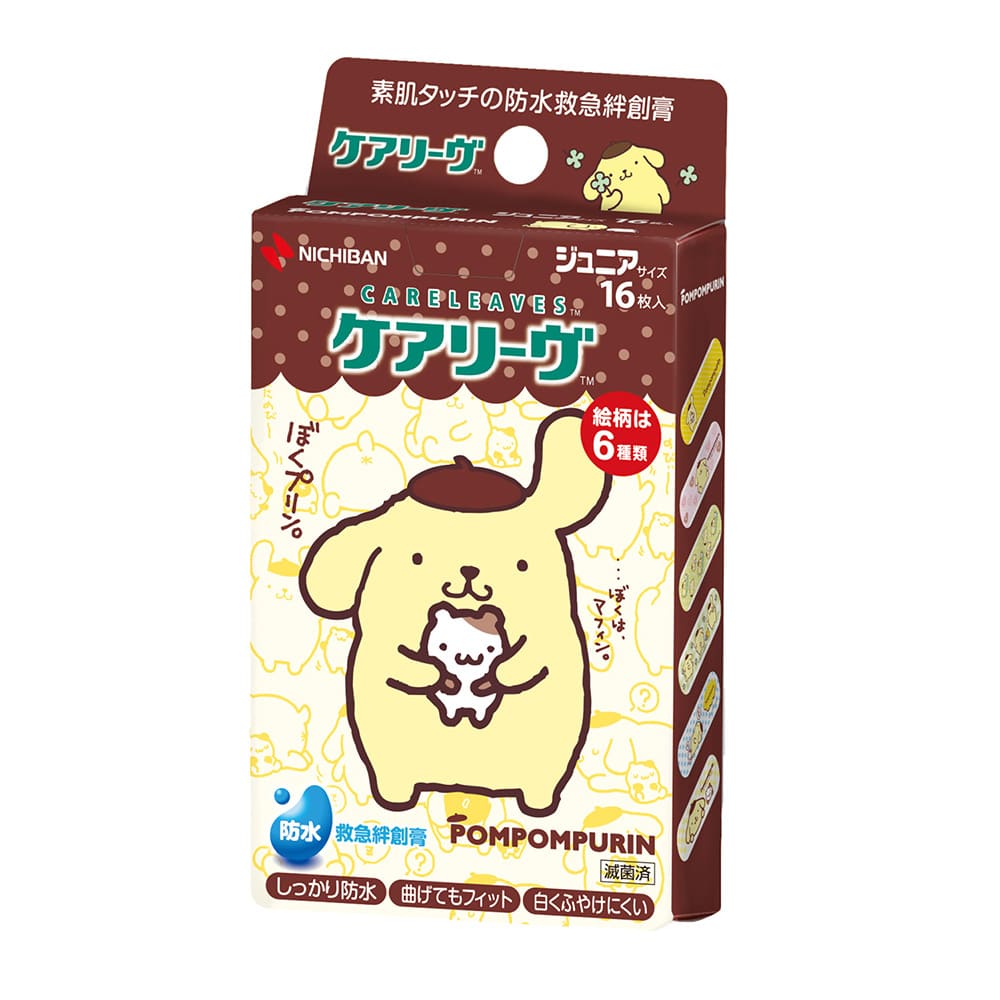 ニチバン ケアリーヴ キャラクター ポムポムプリン (16枚) ジュニアサイズ サンリオ 絆創膏