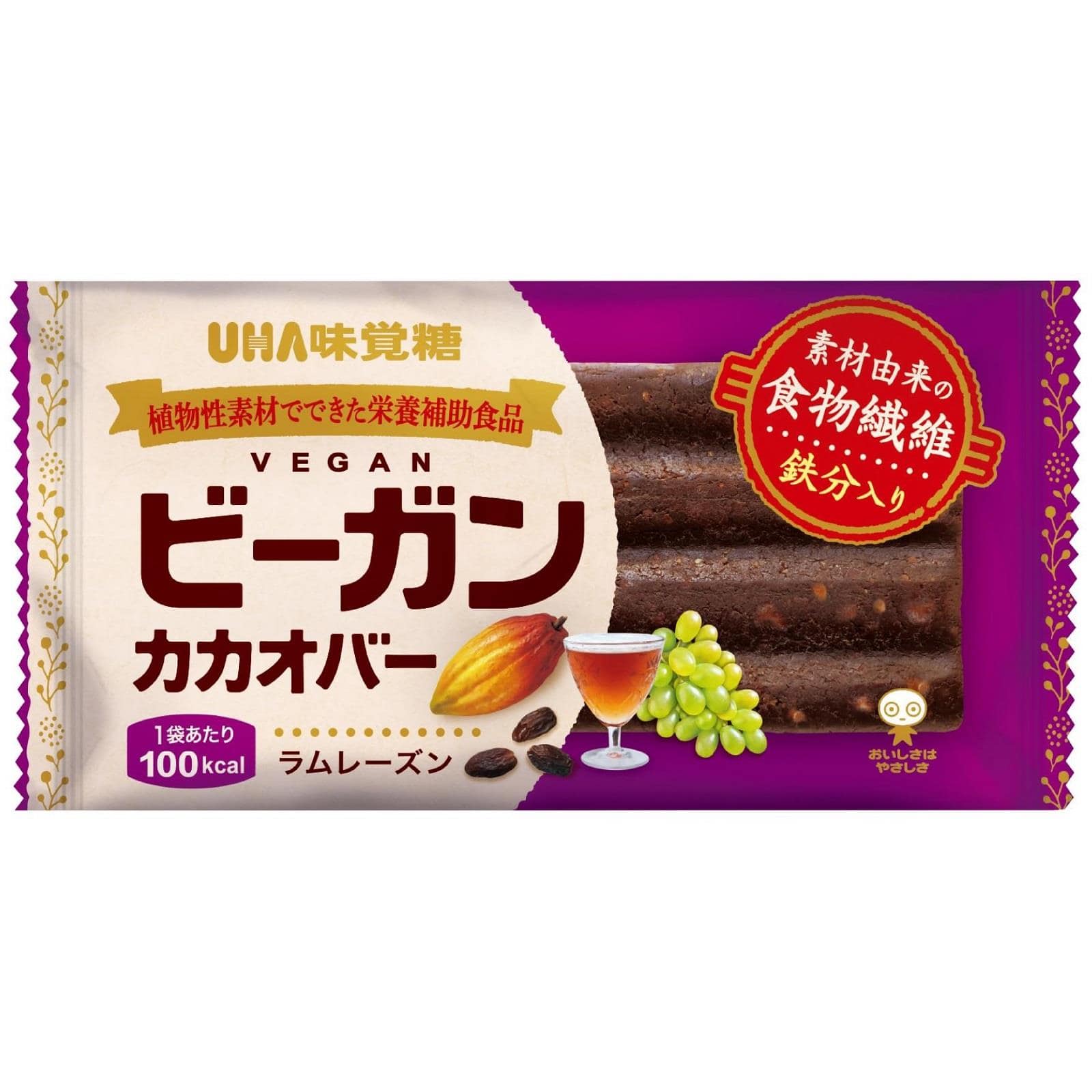 UHA味覚糖 ビーガンカカオバー ラムレーズン (1本) 栄養補助食品　※軽減税率対象商品