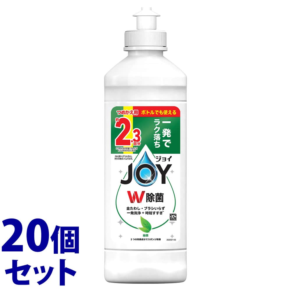 《セット販売》　P&G 除菌ジョイ コンパクト 緑茶の香り キャップ付き つめかえ用 (300mL)×20個セット 詰め替え用 食器用洗剤　【P＆G】