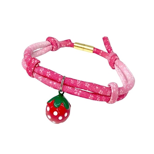 アースペット ねこモテ いちごみるくアクセカラー ピンク (1個) ソフト丸紐マグネットバックル付 アクセサリー首輪 猫用首輪