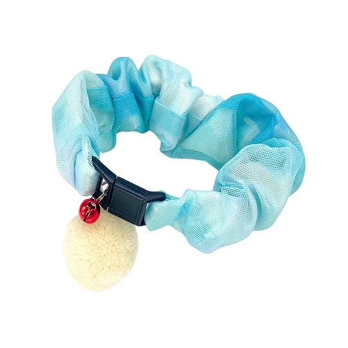 アースペット ねこモテ ラムネソーダアクセカラー 青 (1個) ふわふわソフトのびーる機能付 アクセサリー首輪 猫用首輪
