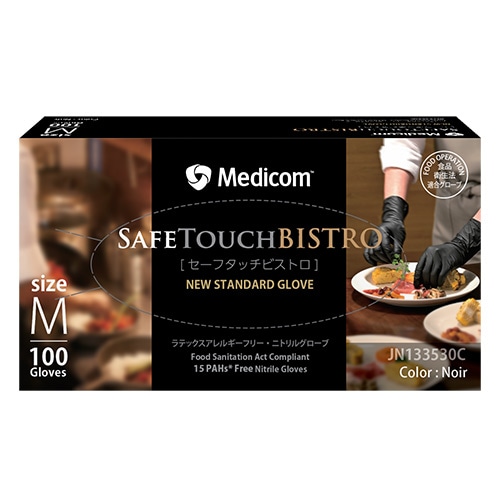 メディコムジャパン セーフタッチビストロ 黒 M (100枚) 左右両用
