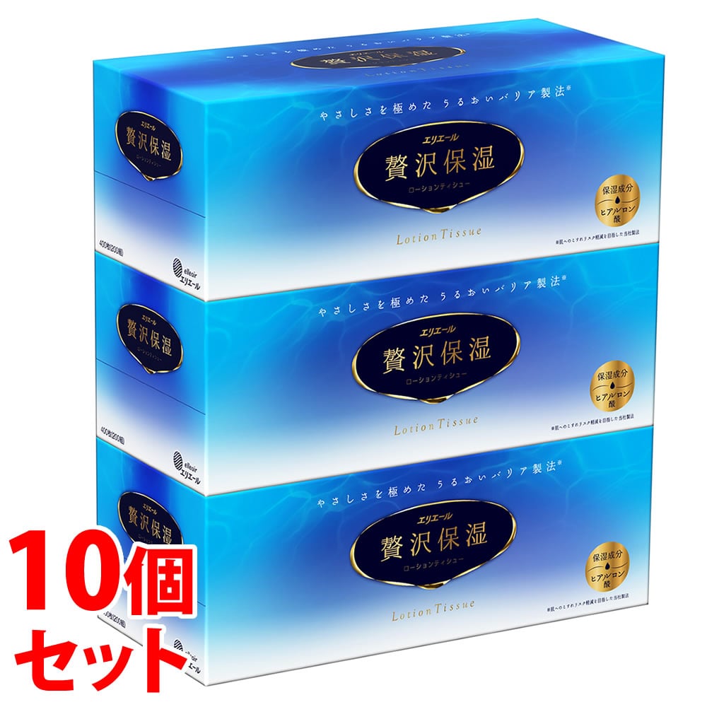 《セット販売》 大王製紙 エリエール 贅沢保湿 ローションティシュー (400枚(200組)×3個入)×10個セット ティッシュペーパー ボックスティッシュ