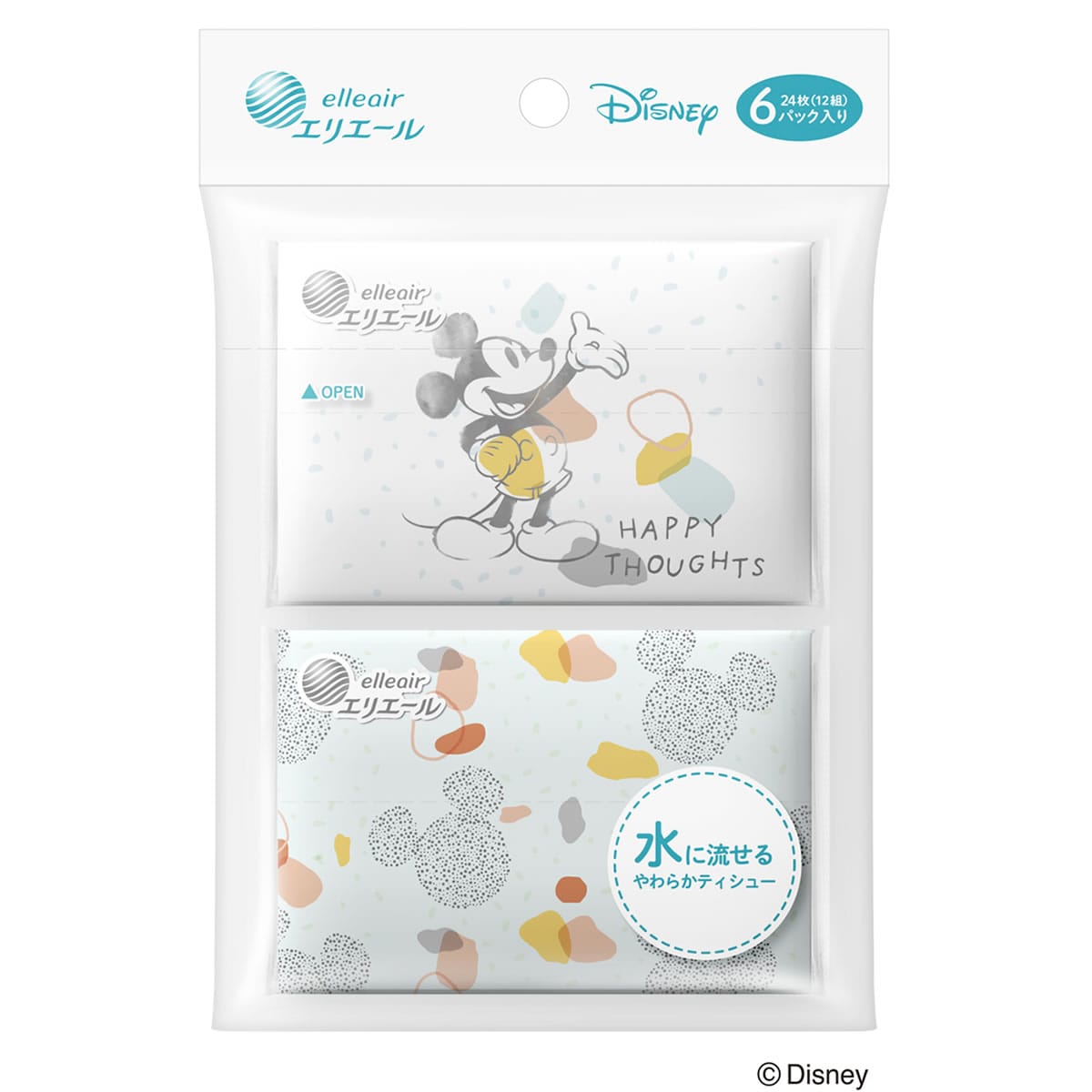 大王製紙 エリエール ディズニー流せるポケットティシュー カジュアル (24枚(12組)×6パック) ポケットティッシュ