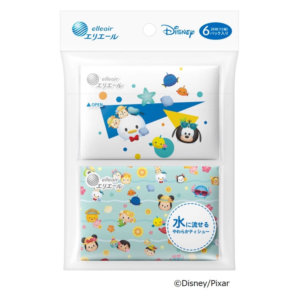 大王製紙 エリエール ディズニーデザイン 流せるポケットティシュー キッズ (24枚(12組)×6パック) ポケットティッシュ