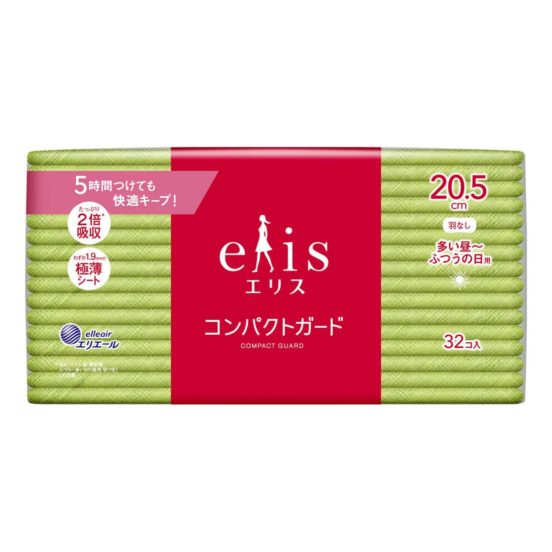大王製紙 エリス コンパクトガード ふつう 羽なし 20.5cm (32枚) 生理用ナプキン　【医薬部外品】
