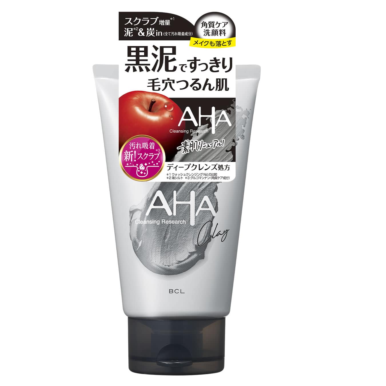 BCLカンパニー AHA クレンジングリサーチ ウォッシュクレンジング BLACK (120g) 洗顔 メイク落とし スクラブ 黒泥 炭