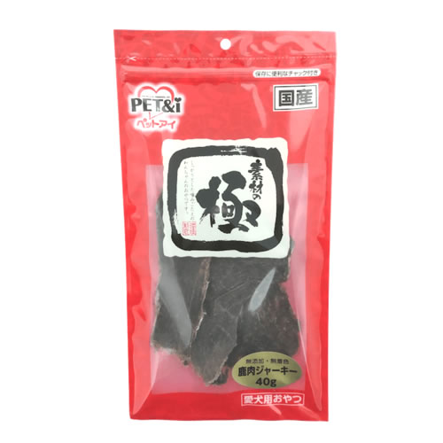 ペットアイ 素材の極 鹿肉ジャーキー (40g) 犬用 間食 ドッグフード おやつ