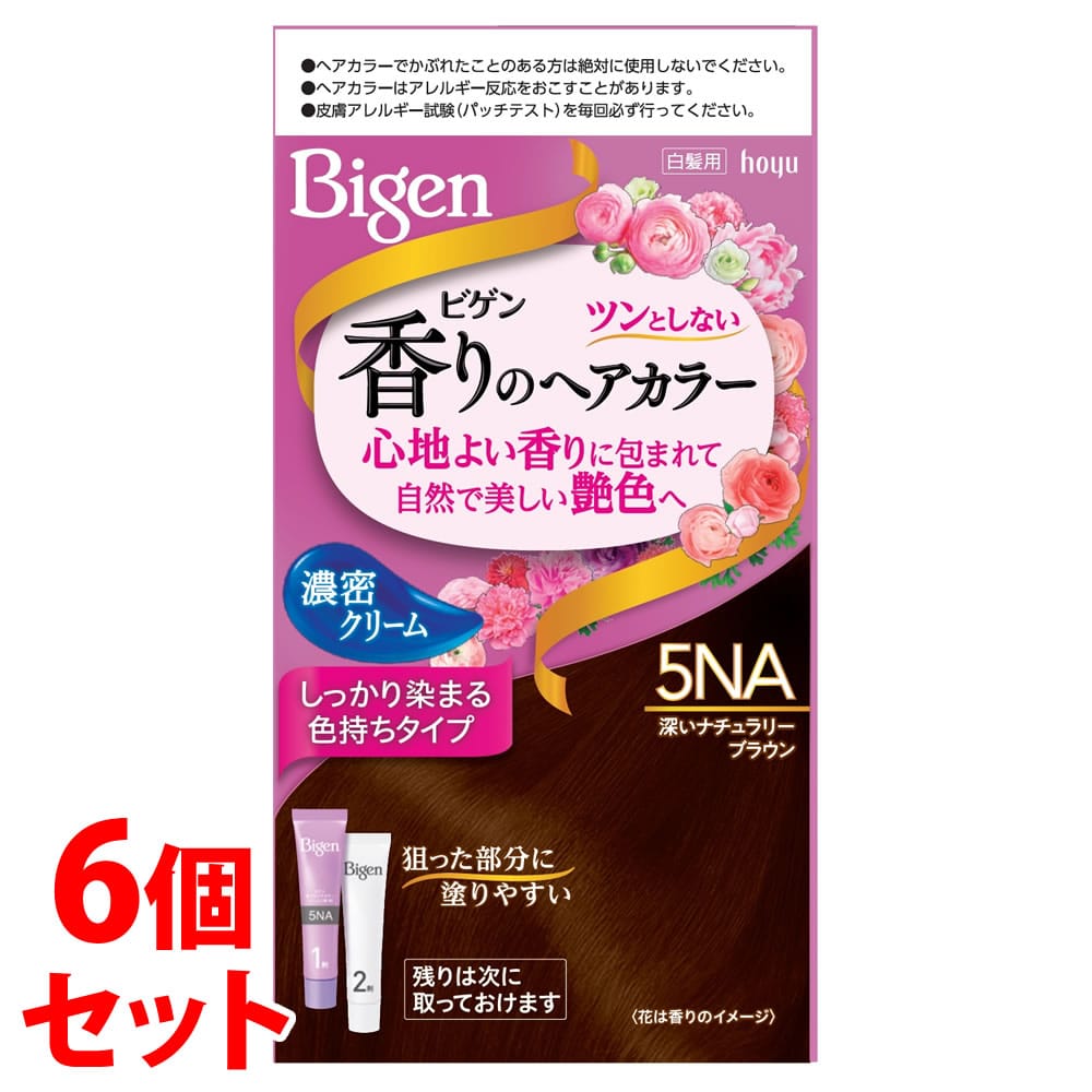 《セット販売》 ホーユー ビゲン 香りのヘアカラー クリーム 深いナチュラリーブラウン 5NA (1個)×6個セット 白髪用 白髪染め 【医薬部外品】