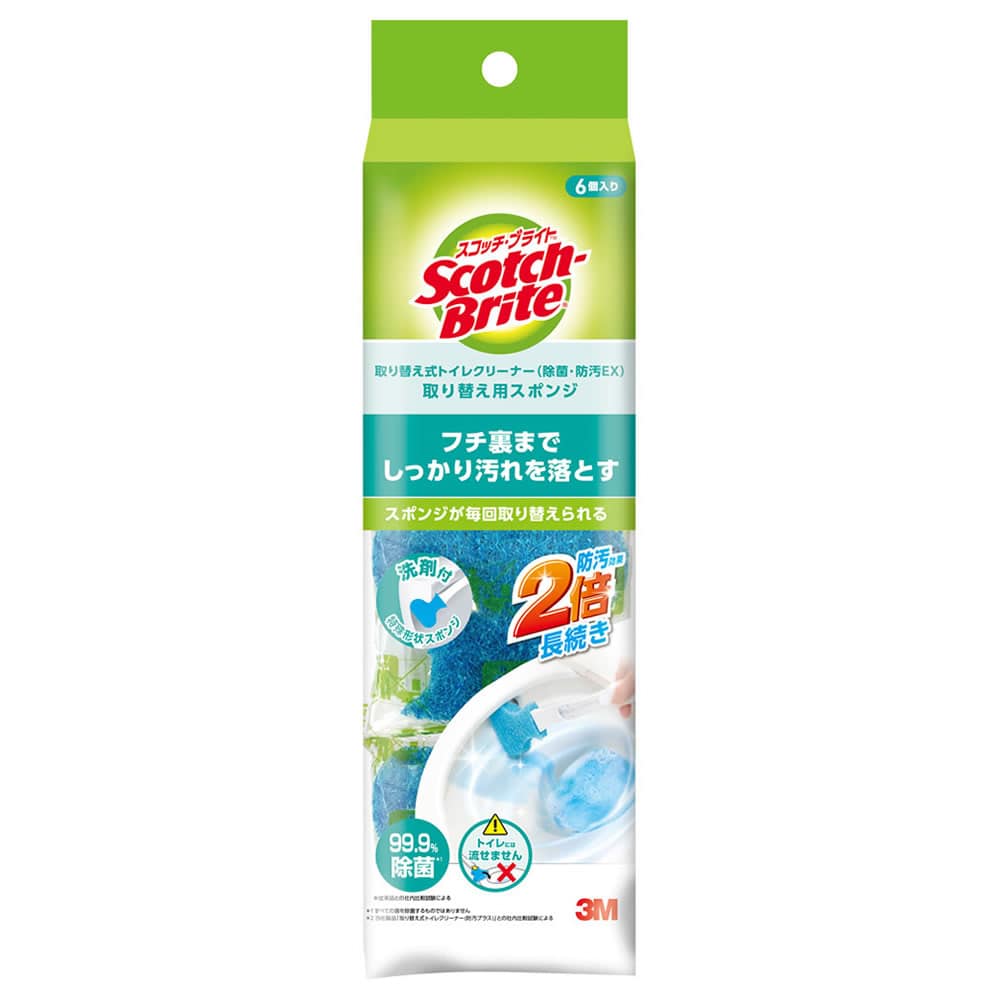 スリーエム ジャパン 3M スコッチ・ブライト 替式トイレクリーナー 除菌・防汚EX 取り替え用スポンジ (6個) トイレ用スポンジ