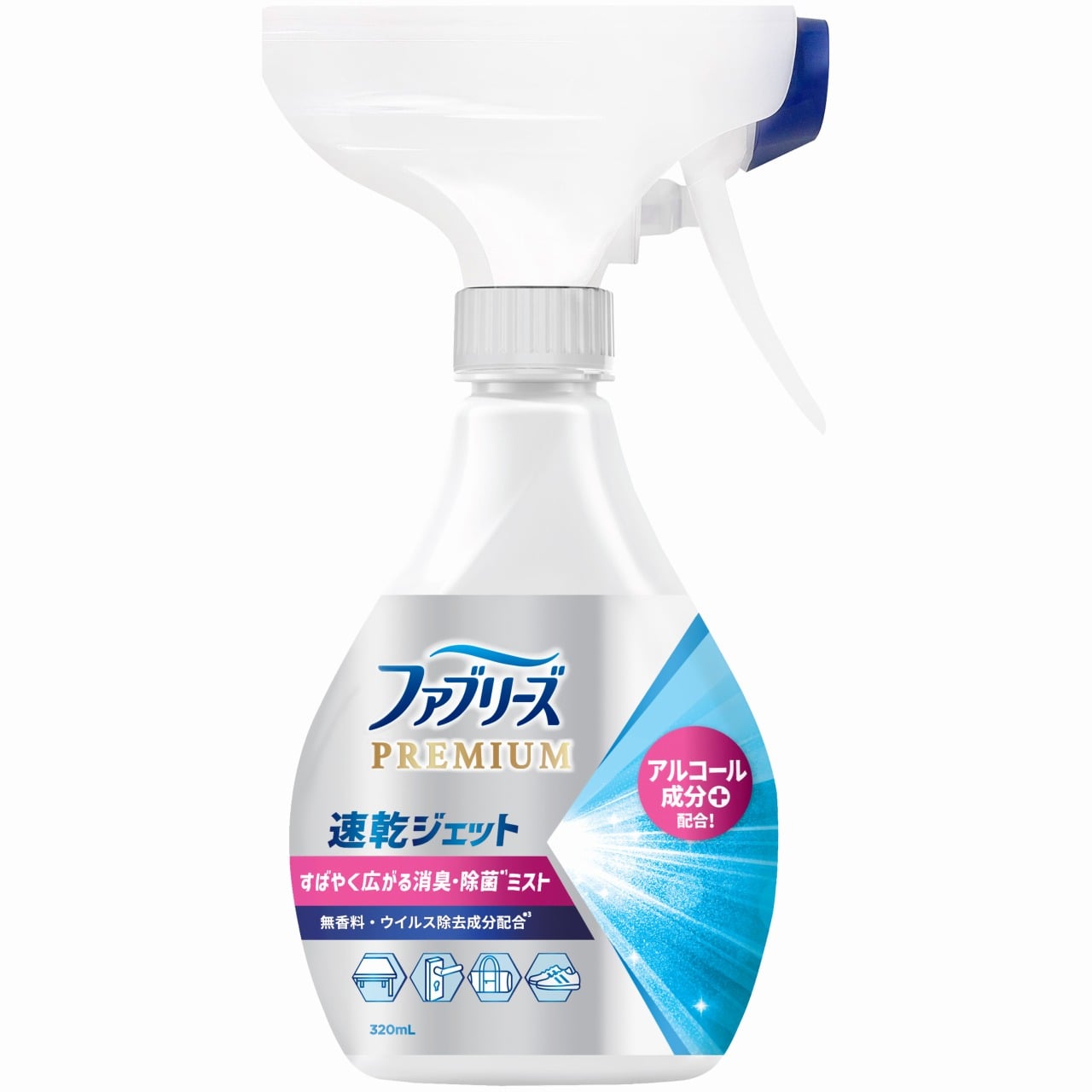 P&G ファブリーズ 速乾ジェット 無香料 アルコール成分入り 本体 (320mL) 衣類・布製品用 消臭スプレー 除菌 ミスト