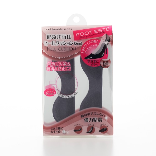 シャンティ フットエステ 靴ぬげ防止ヒールクッション 5mm ブラック (1足分) インソール 靴ぬげ 靴ずれ防止