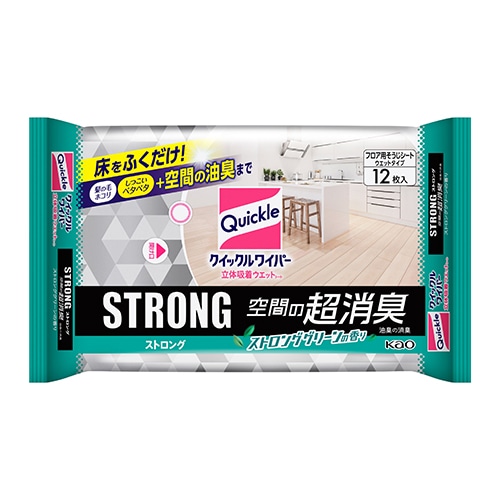 花王 クイックルワイパー 立体吸着ウエットシート ストロング 空間の超消臭 (12枚) 住宅用掃除シート