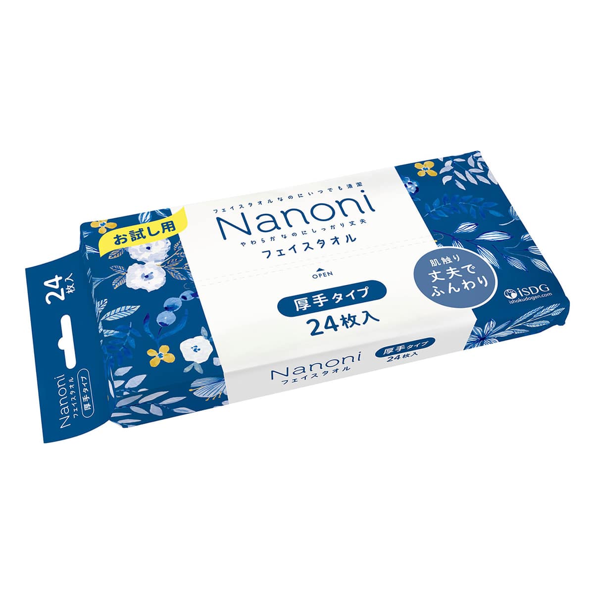 医食同源ドットコム isDG Nanoni フェイスタオル 厚手 お試し用 (24枚) 使い捨てタオル ナノニ