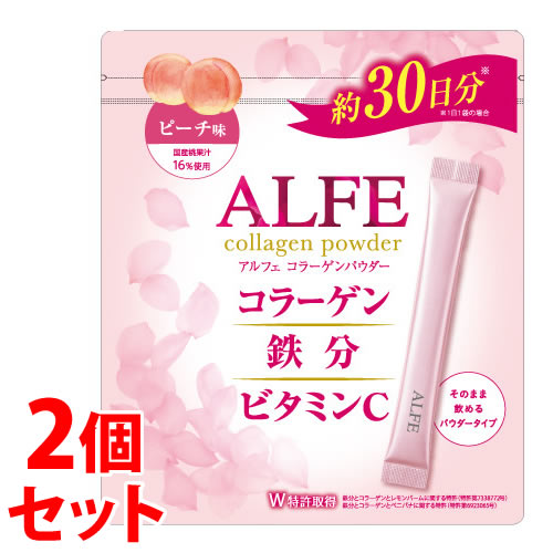 《セット販売》 大正製薬 アルフェ コラーゲンパウダー ピーチ味 (30袋)×2個セット 栄養機能食品 ビタミンB2 ビタミンB6 ビタミンC ALFE ※軽減税率対象商品