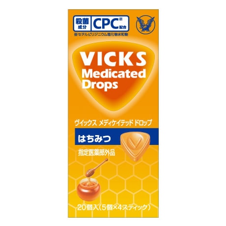 大正製薬 ヴイックス メディケイテッド ドロップ はちみつ (20個) のど飴 VICKS 【指定医薬部外品】