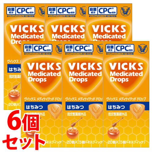 《セット販売》 大正製薬 ヴイックス メディケイテッド ドロップ はちみつ (20個)×6個セット のど飴 VICKS 【指定医薬部外品】