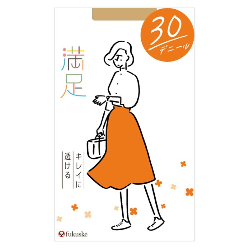 福助 満足 ストッキング 30デニール シアータイツ M-L ヌーディベージュ (1足) パンスト