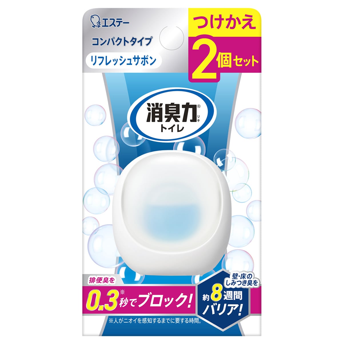 エステー 消臭力コンパクト トイレ用 リフレッシュサボン つけかえ用 (2個) 付け替え用 消臭剤 芳香剤