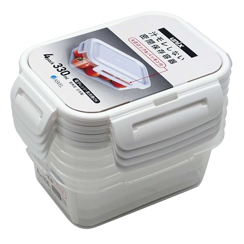 アスベル タイトロック 長角S ホワイト 330mL (4個) 密閉 保存容器