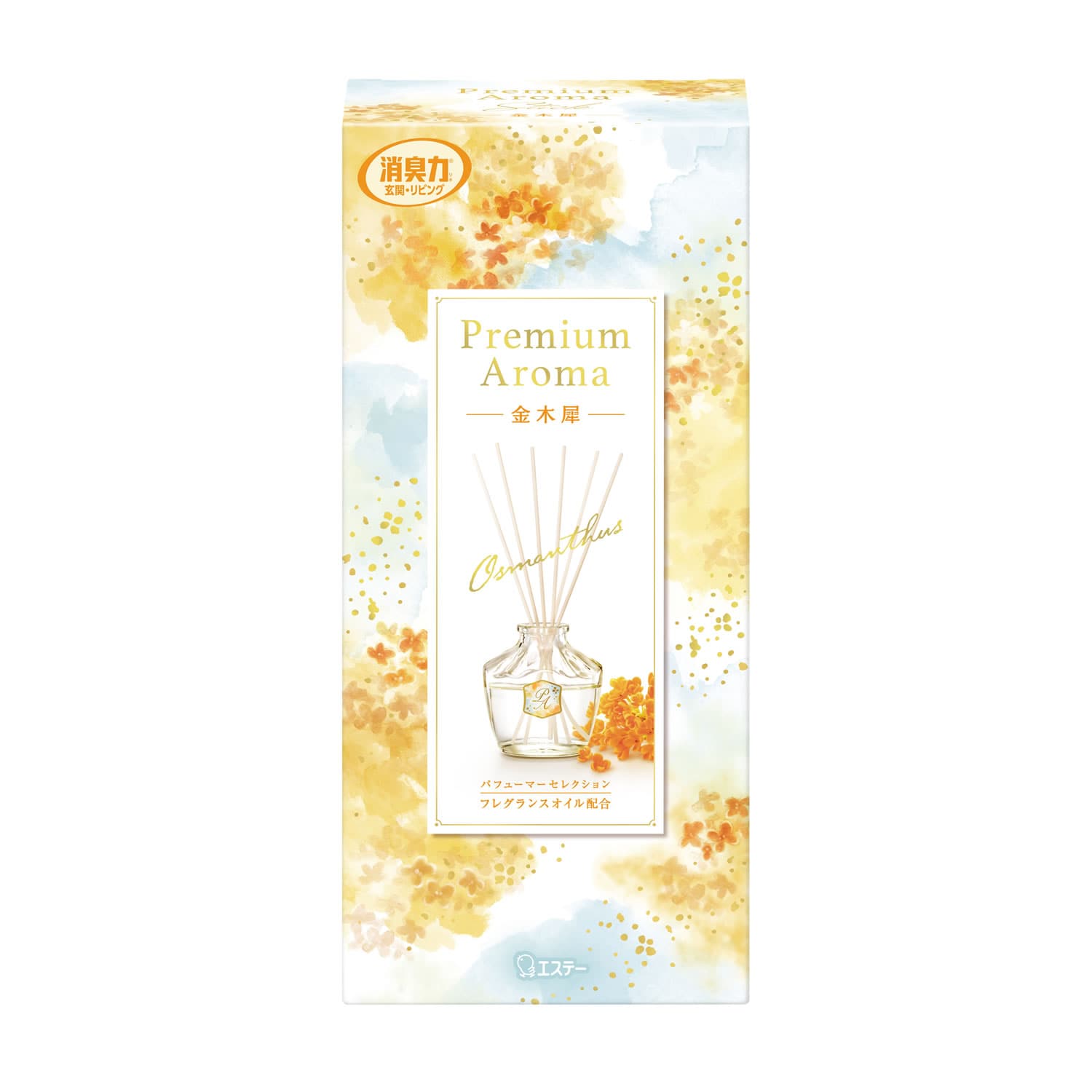 エステー お部屋の消臭力 プレミアムアロマ スティック 金木犀 本体 (1セット) 室内用 置き型 消臭 キンモクセイ 芳香剤 Premium Aroma Stick
