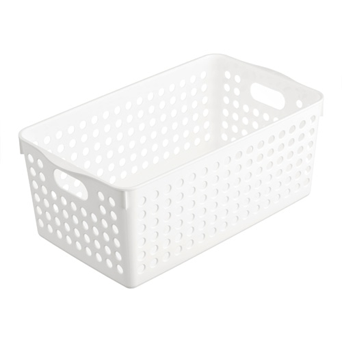 イノマタ化学 ストックバスケット ワイド ホワイト (1個) 小物収納バスケット
