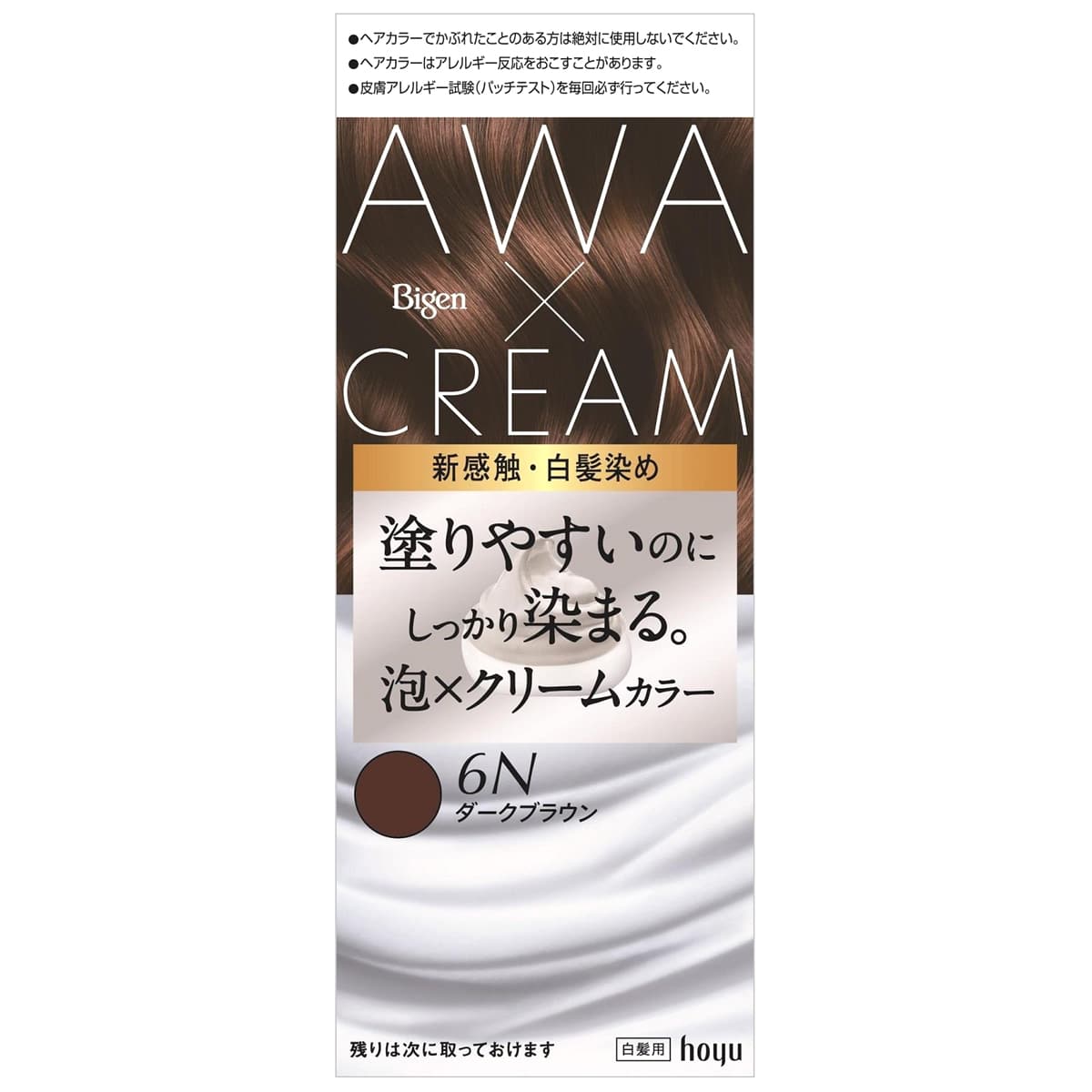 ホーユー ビゲン 泡クリームカラー 6N ダークブラウン (1個) 白髪用 白髪染め　【医薬部外品】