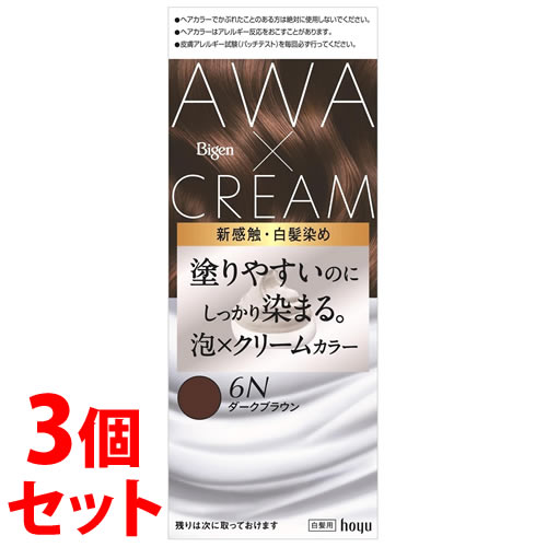 《セット販売》　ホーユー ビゲン 泡クリームカラー 6N ダークブラウン (1個)×3個セット 白髪用 白髪染め　【医薬部外品】