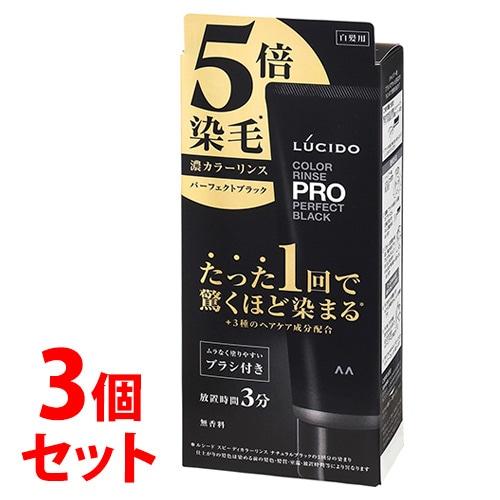 《セット販売》　マンダム ルシード カラーリンスPRO パーフェクトブラック (120g)×3個セット 染毛料