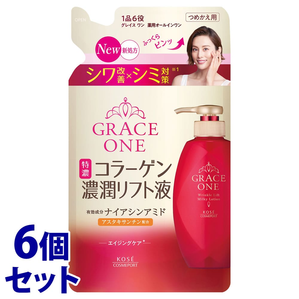 《セット販売》　コーセーコスメポート グレイスワン 薬用リンクル リフト液 つめかえ用 (200mL)×6個セット 詰め替え用 オールインワン 保湿液　【医薬部外品】