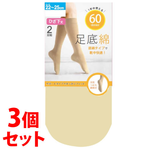 《セット販売》 関東ナイロン SHSCT62 60デニール 足底綿ひざ下 22-25cm ベージュ (2足組)×3個セット ひざ下丈 タイツ