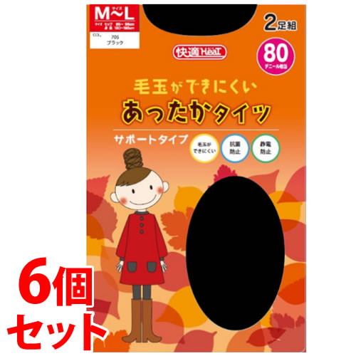 《セット販売》 関東ナイロン STTG82 80デニール 快適タイツ ブラック M-L (2足)×6個セット タイツ