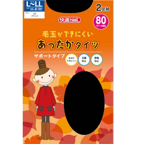 関東ナイロン STTG82L 80デニール 快適タイツ ブラック L-LL (2足) タイツ