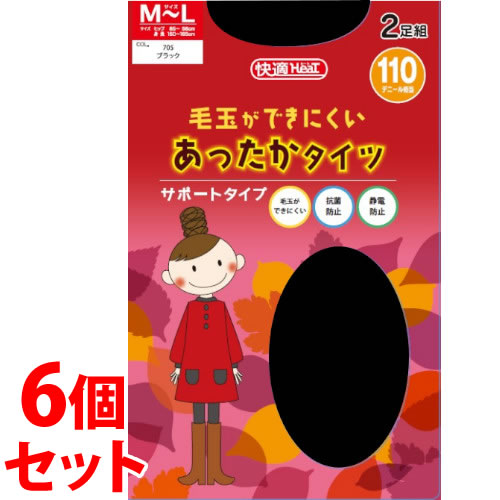 《セット販売》 関東ナイロン STTG112 110デニール 快適タイツ M-L ブラック (2足)×6個セット タイツ