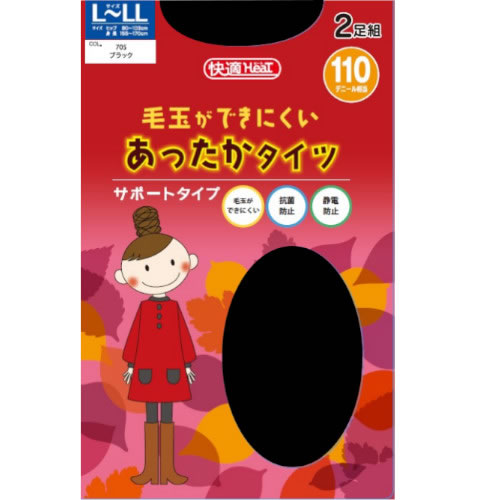 関東ナイロン STTG112 110デニール 快適タイツ L-LL ブラック (2足) タイツ