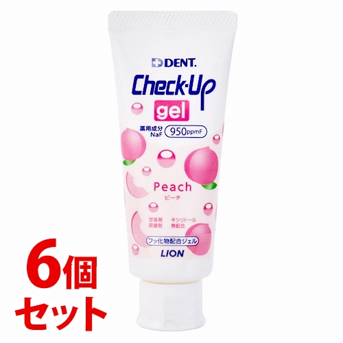 《セット販売》　ライオン DENT チェックアップ ジェル ピーチ (60g)×6個セット 薬用ハミガキ　【医薬部外品】