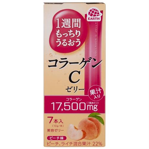 アース製薬 1週間もっちりうるおうコラーゲンCゼリー ピーチ (7本) プラセンタエキス ビタミンC 美容ゼリー アンチエイジング ※軽減税率対象商品