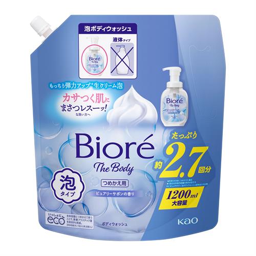 花王 ビオレ ザ ボディ 泡タイプ ピュアリーサボンの香り つめかえ用特大 (1200mL) ボディソープ 生クリーム泡 風呂