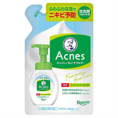 ロート製薬 メンソレータム　アクネス　薬用ふわふわな泡洗顔　つめかえ用　１４０ｍＬ　洗顔料　ニキビ【医薬部外品】