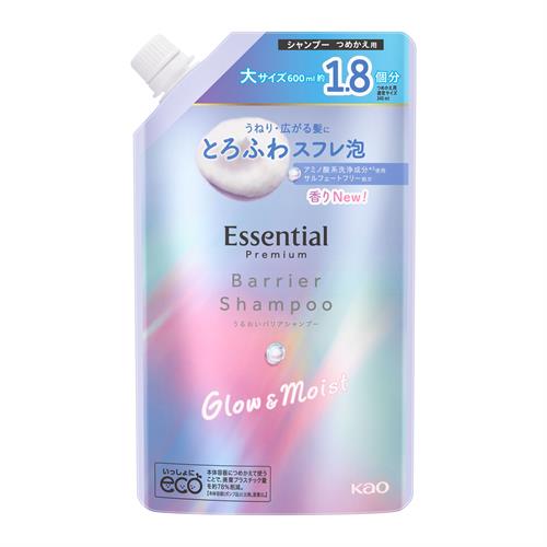 花王 エッセンシャル　プレミアム　うるおいバリアシャンプー　グロウ＆モイスト　つめかえ用　６００ｍＬ　ダメージ　髪　頭皮