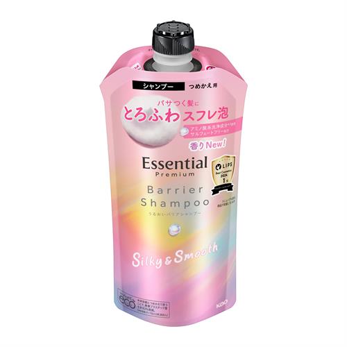 花王 エッセンシャル　プレミアム　うるおいバリアシャンプー　シルキー＆スムース　つめかえ用　３４０ｍｌ ダメージ 髪 頭皮