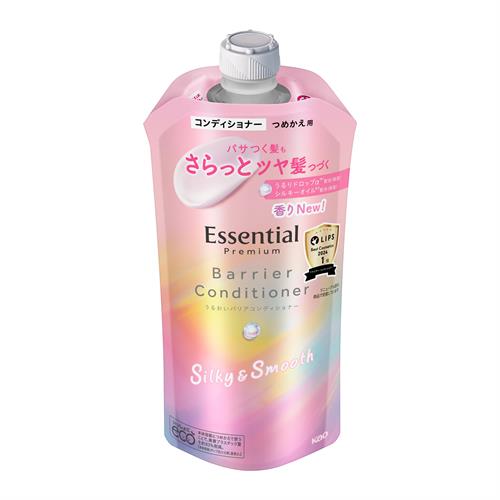 花王 エッセンシャル　プレミアム　うるおいバリアコンディショナー　シルキー＆スムース　つめかえ用　３４０ｍｌ ダメージ 髪 頭皮