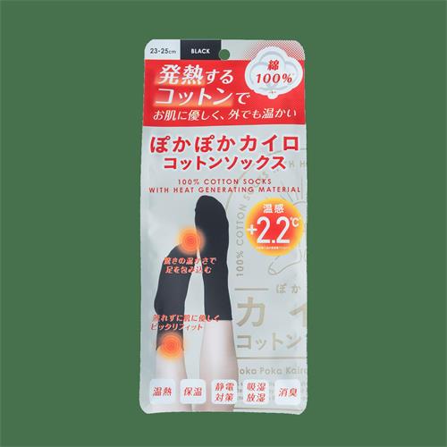 i.D ぽかぽかカイロコットンソックス CO02 BLACK 温活 靴下 寒さ対策 あったかソックス レッグウェア