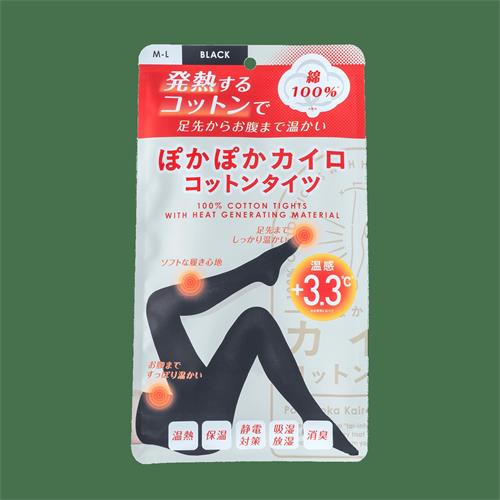 i.D ぽかぽかカイロコットンタイツ(綿100%) CO1 BLACK(M-L) 温活 寒さ対策 あったかタイツ レッグウェア