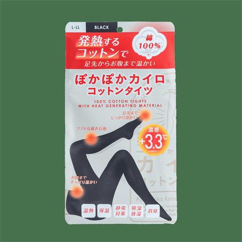 i.D ぽかぽかカイロコットンタイツ(綿100%) CO2 BLACK(L-LL) 温活 寒さ対策 あったかタイツ レッグウェア