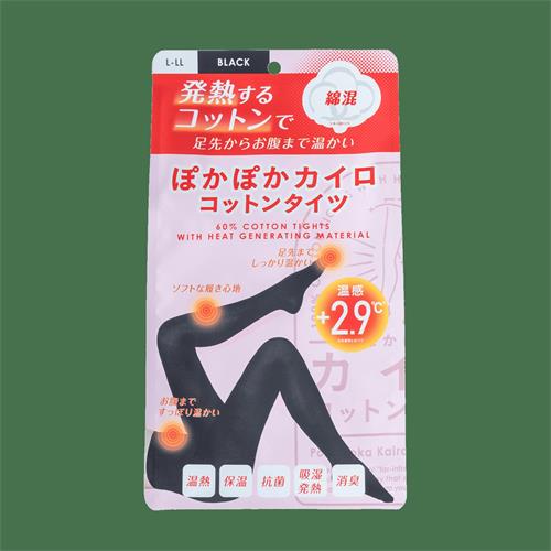 i.D ぽかぽかカイロコットンタイツ(綿混) CO4 BLACK(L-LL) 温活 寒さ対策 あったかタイツ レッグウェア